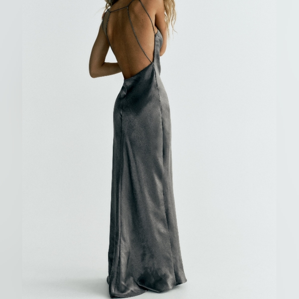 NWOT Zara Metallic Slip Dress